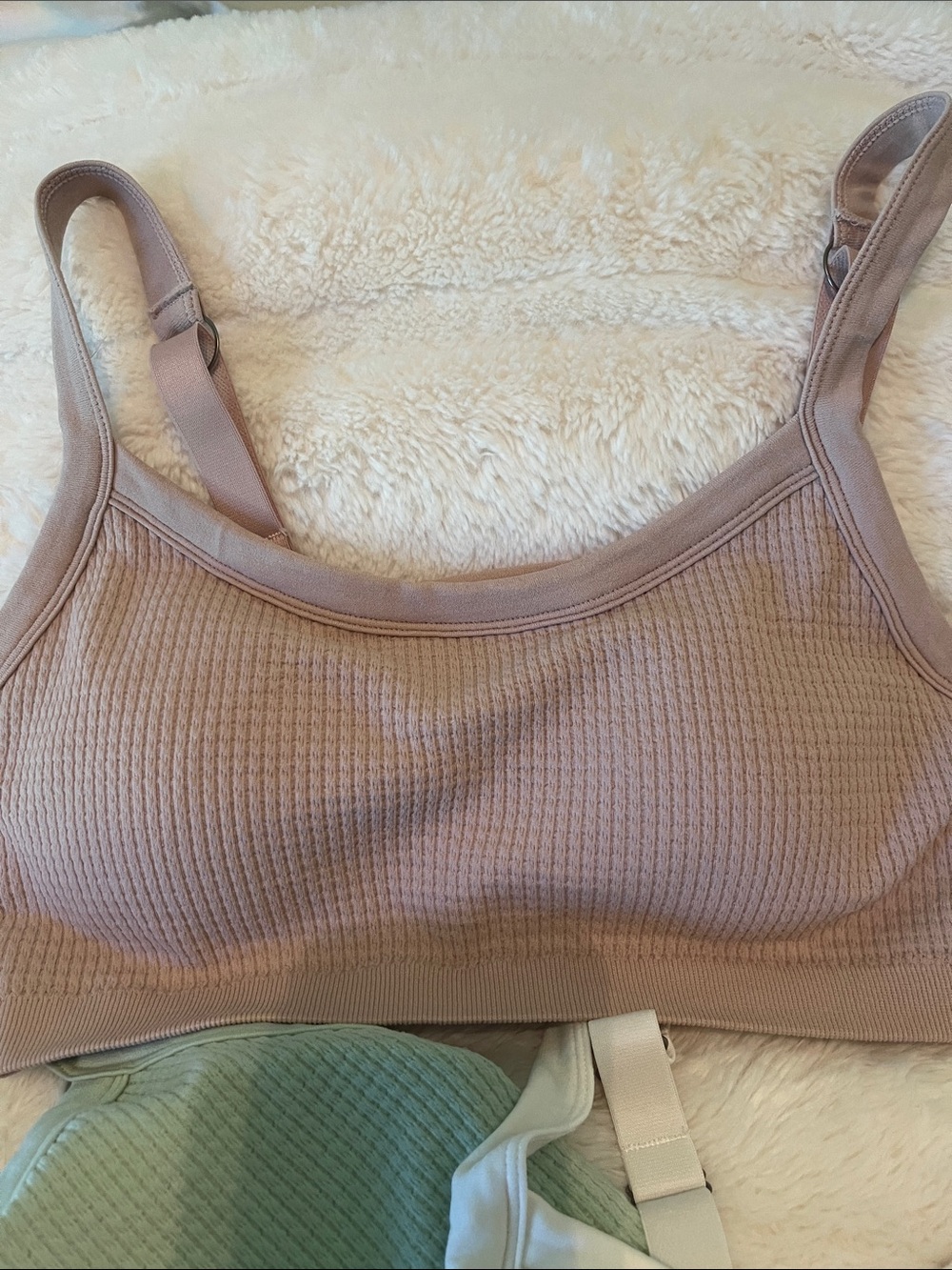 Lucky Brand Ribbed Bralette Trio - Mauve, Sage & Ivory - Picture 2 of 7